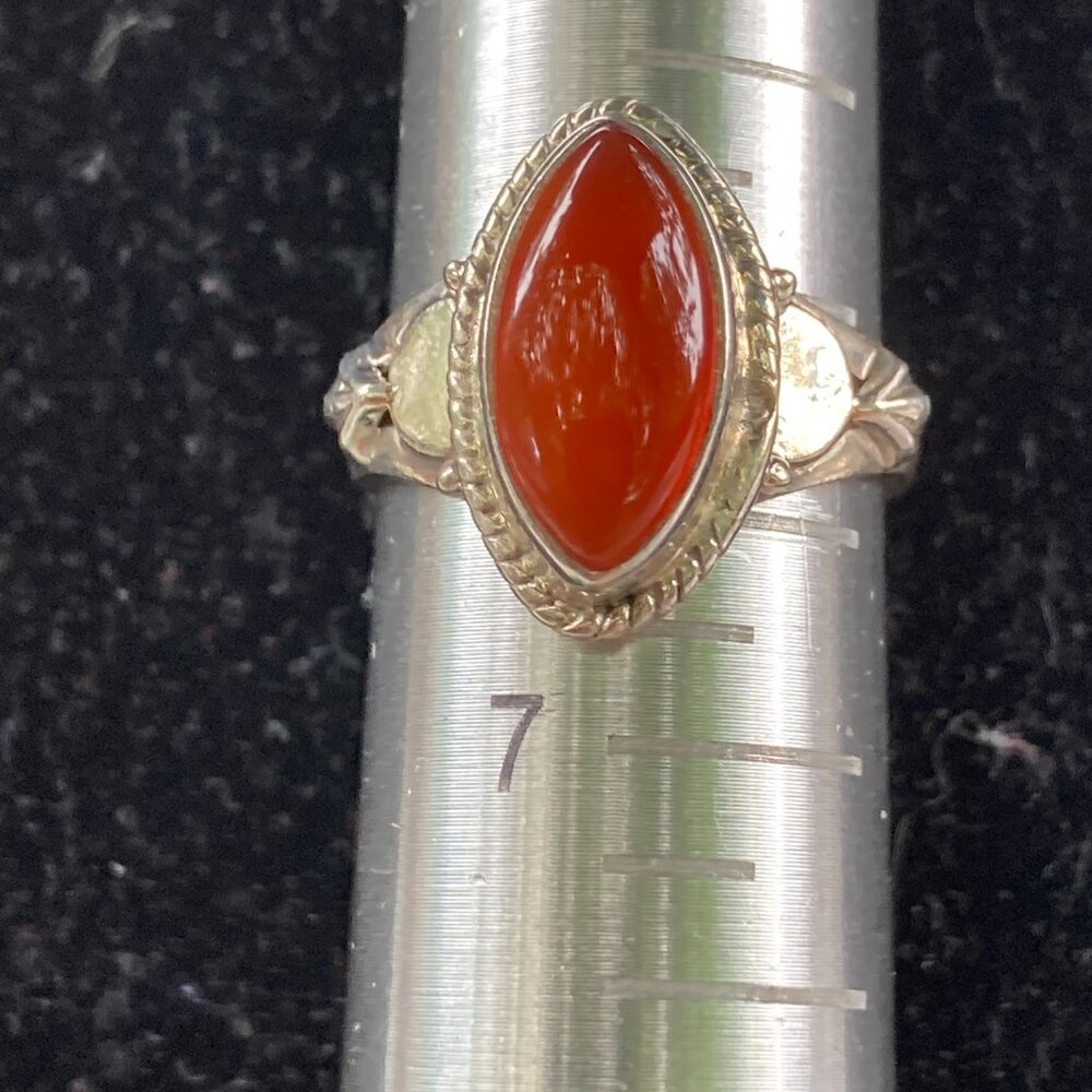 Marquise carnelian in bezel sterling silver setting